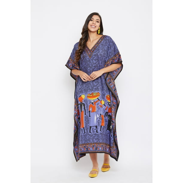 Women's African Caftan Dress Kaftan Hippie Kimono Sleeve Cocktail Maxi Free Size 
